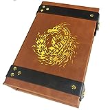 Fantasydice Book-Shaped Gold /Purple Fire Dragon Rolling Magic Book Tray for All Tabletop RPGs Like D&D , Call of Cthulhu, Shadowrun.