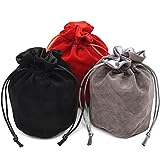 IvyFieldDice Red/Grey/Black Drawstring Dice Bag - Dungeons and Dragons Fabric/Standing Cotton Fabric Dice Bag/D&D Dice Pouch/Small Pouch/Also can be Used as a Velvet Jewelry Bag(3 Colors for One Set)